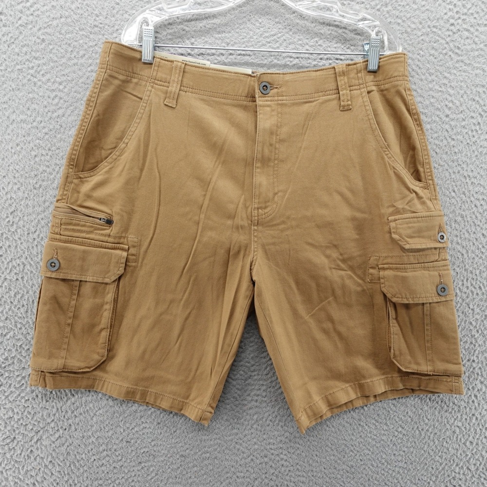 Iron Co Mens Stretch Cargo Shorts Size 36 Caramel Brown Utility Outdoor NEW
